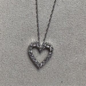 Macy’s Sterling Silver Heart Diamond Pendant Necklace 1/10 CTW